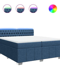 Boxspringbett mit Matratze Blau 200x200 cm Stoff