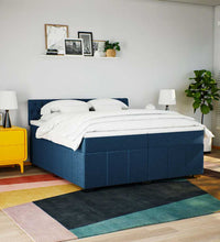 Boxspringbett mit Matratze Blau 200x200 cm Stoff