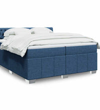 Boxspringbett mit Matratze Blau 200x200 cm Stoff