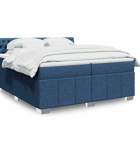 Boxspringbett mit Matratze Blau 200x200 cm Stoff