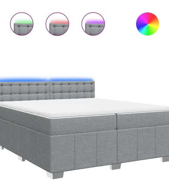 Boxspringbett mit Matratze Hellgrau 200x200 cm Stoff