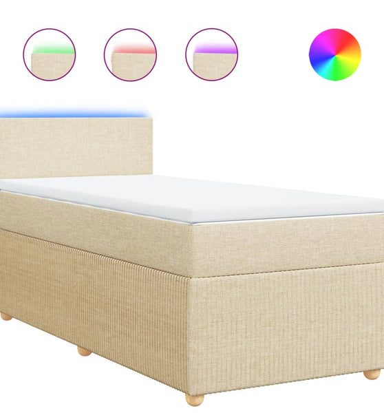 Boxspringbett mit Matratze Creme 80x200 cm Stoff