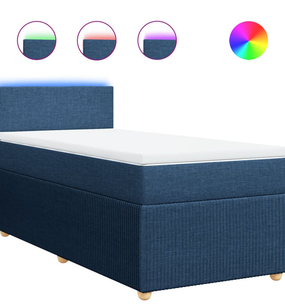 Boxspringbett mit Matratze Blau 80x200 cm Stoff