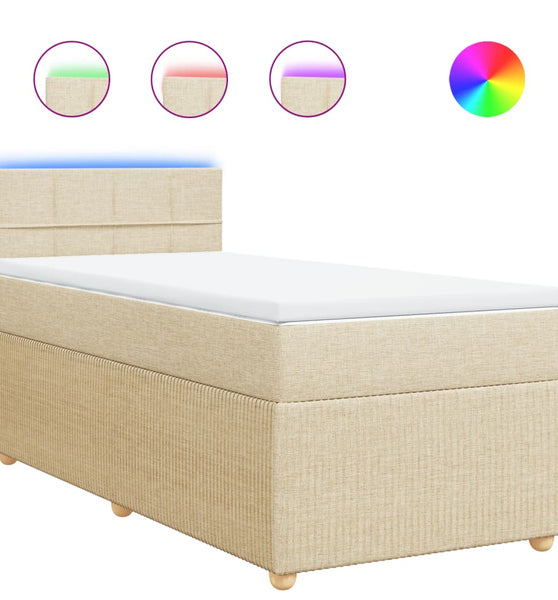 Boxspringbett mit Matratze Creme 80x200 cm Stoff