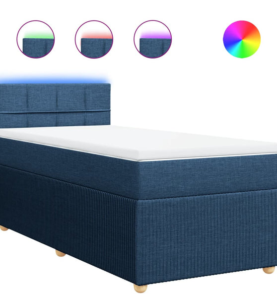 Boxspringbett mit Matratze Blau 80x200 cm Stoff