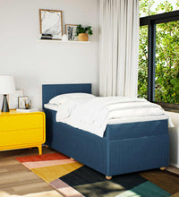 Boxspringbett mit Matratze Blau 80x200 cm Stoff