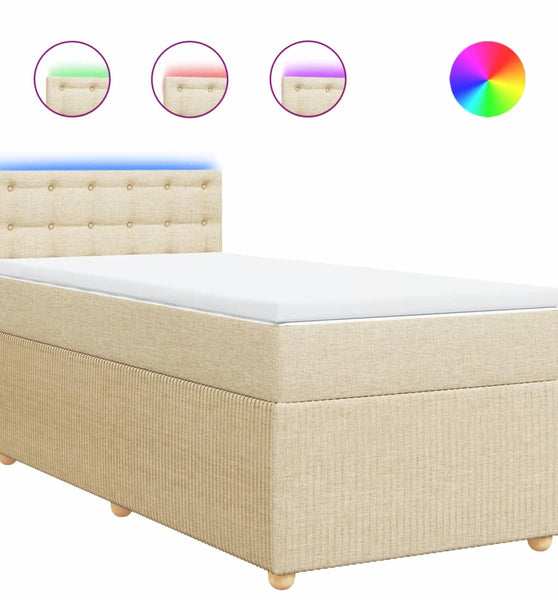 Boxspringbett mit Matratze Creme 80x200 cm Stoff