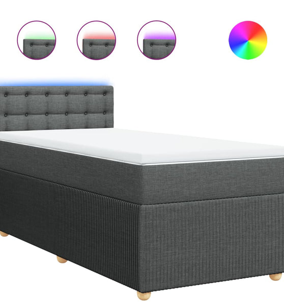 Boxspringbett mit Matratze Dunkelgrau 90x190 cm Stoff