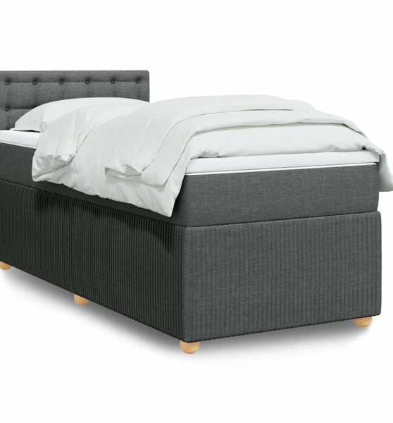 Boxspringbett mit Matratze Dunkelgrau 90x190 cm Stoff
