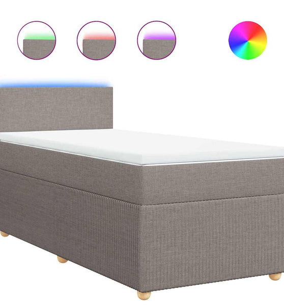 Boxspringbett mit Matratze Taupe 90x200 cm Stoff