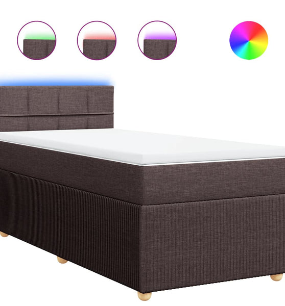 Boxspringbett mit Matratze Dunkelbraun 90x200 cm Stoff