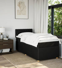 Boxspringbett mit Matratze Schwarz 90x200 cm Stoff