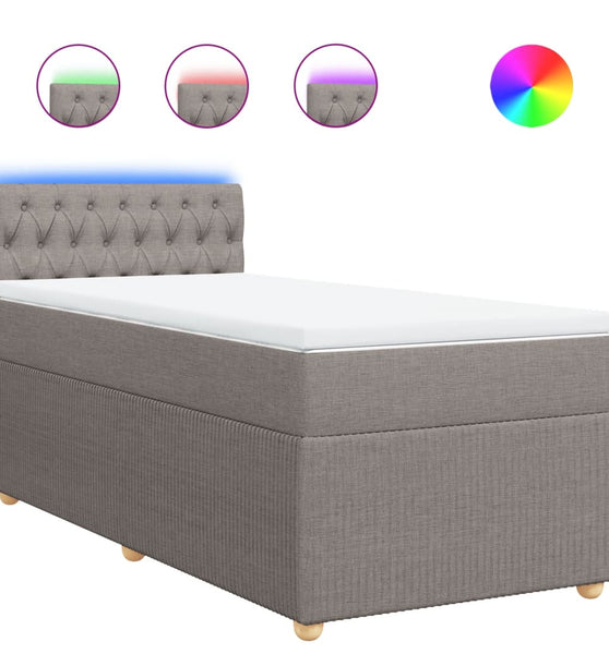 Boxspringbett mit Matratze Taupe 90x200 cm Stoff