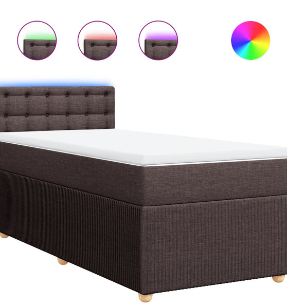 Boxspringbett mit Matratze Dunkelbraun 90x200 cm Stoff