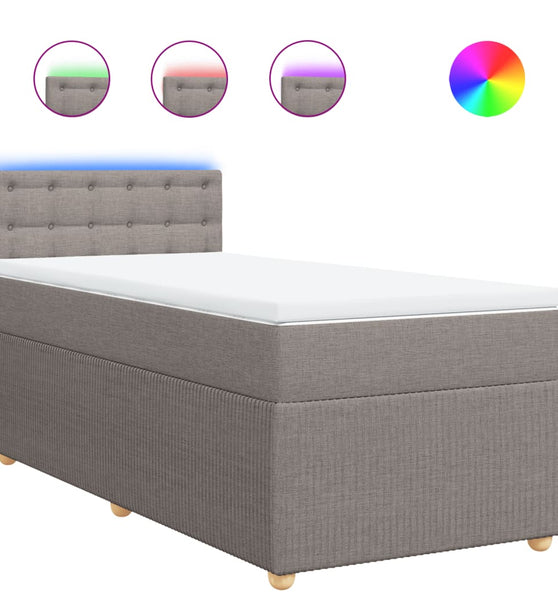 Boxspringbett mit Matratze Taupe 90x200 cm Stoff