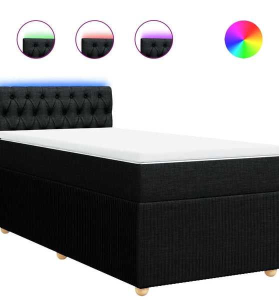 Boxspringbett mit Matratze Schwarz 100x200 cm Stoff