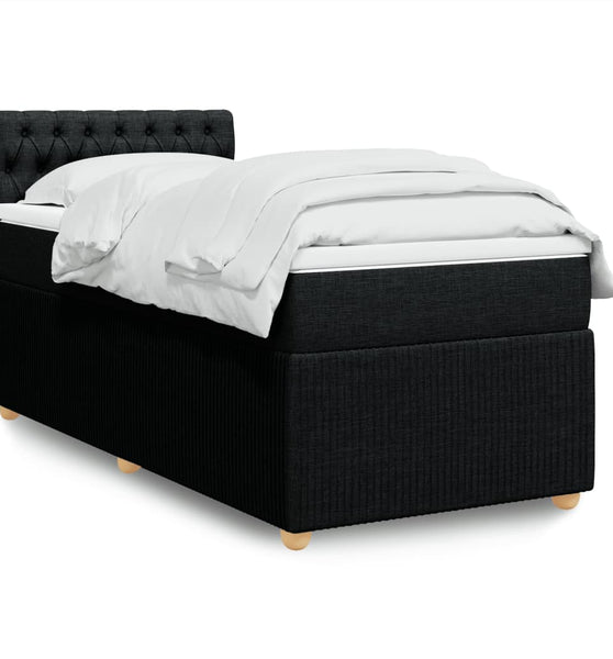Boxspringbett mit Matratze Schwarz 100x200 cm Stoff