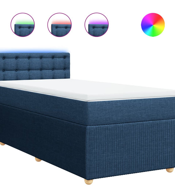 Boxspringbett mit Matratze Blau 100x200 cm Stoff