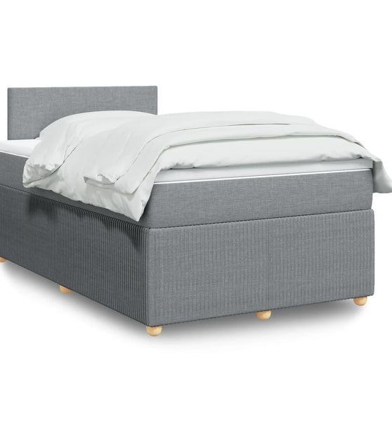 Boxspringbett mit Matratze Hellgrau 120x190 cm Stoff