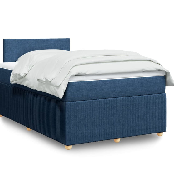 Boxspringbett mit Matratze Blau 120x190 cm Stoff