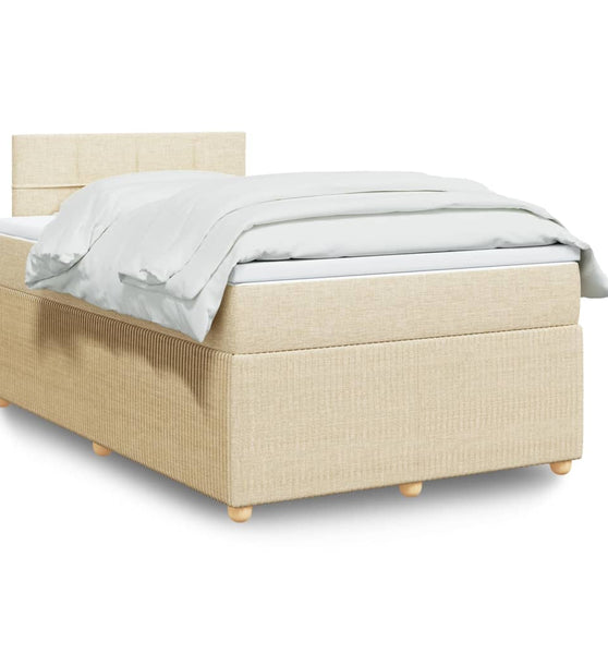 Boxspringbett mit Matratze Creme 120x190 cm Stoff