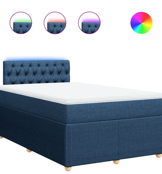 Boxspringbett mit Matratze Blau 120x190 cm Stoff