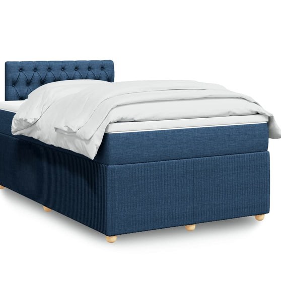 Boxspringbett mit Matratze Blau 120x190 cm Stoff