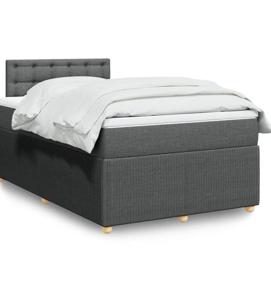 Boxspringbett mit Matratze Dunkelgrau 120x190 cm Stoff
