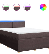 Boxspringbett mit Matratze Dunkelbraun 140x200 cm Stoff