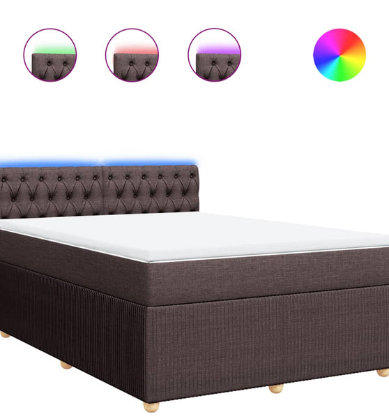 Boxspringbett mit Matratze Dunkelbraun 140x200 cm Stoff