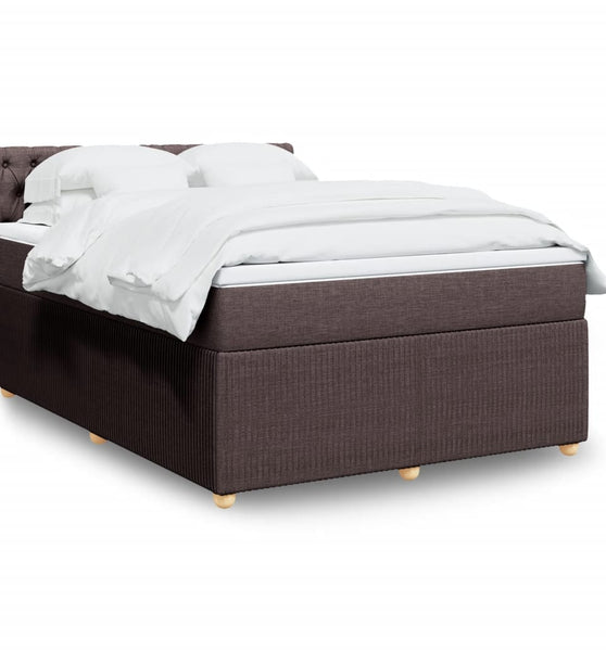 Boxspringbett mit Matratze Dunkelbraun 140x200 cm Stoff