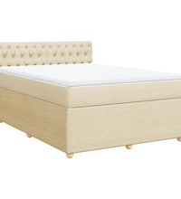 Boxspringbett mit Matratze Creme 140x200 cm Stoff