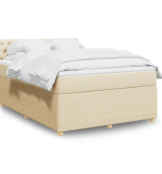 Boxspringbett mit Matratze Creme 140x200 cm Stoff