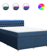Boxspringbett mit Matratze Blau 140x200 cm Stoff