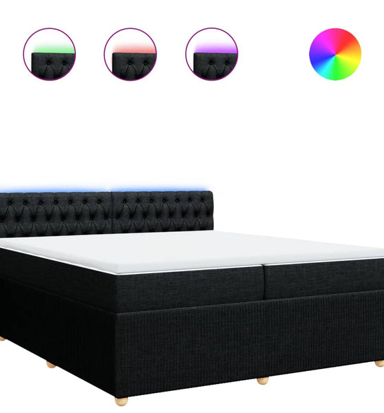 Boxspringbett mit Matratze Schwarz 200x200 cm Stoff