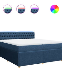Boxspringbett mit Matratze Blau 200x200 cm Stoff
