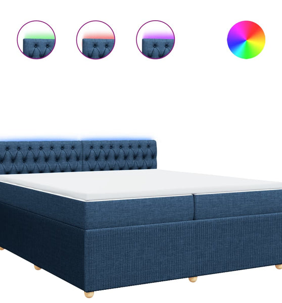 Boxspringbett mit Matratze Blau 200x200 cm Stoff