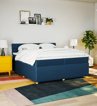 Boxspringbett mit Matratze Blau 200x200 cm Stoff