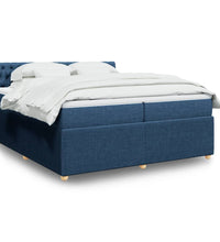 Boxspringbett mit Matratze Blau 200x200 cm Stoff