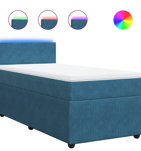 Boxspringbett mit Matratze Blau 80x200 cm Samt