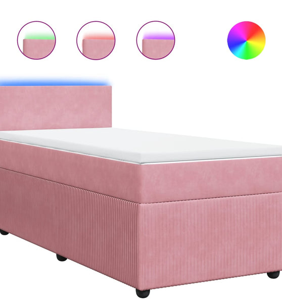 Boxspringbett mit Matratze Rosa 80x200 cm Samt