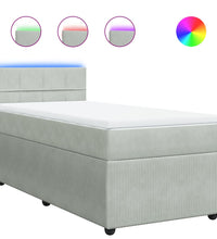 Boxspringbett mit Matratze Hellgrau 80x200 cm Samt