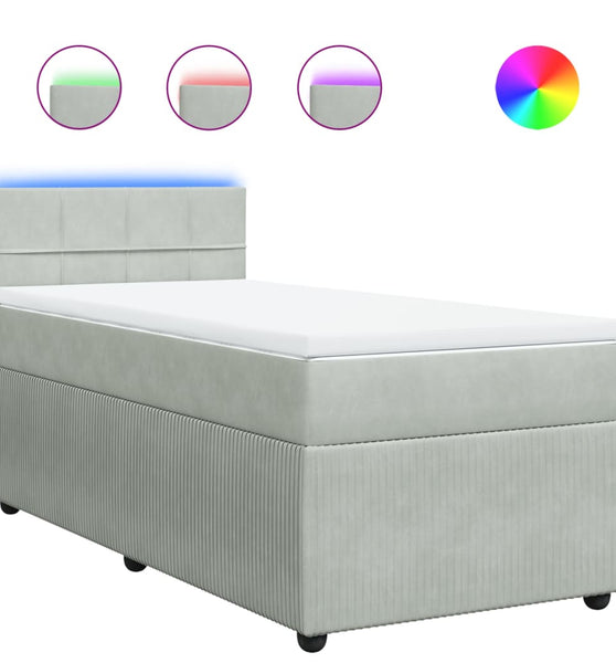 Boxspringbett mit Matratze Hellgrau 80x200 cm Samt