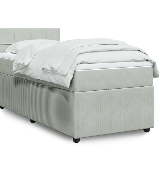 Boxspringbett mit Matratze Hellgrau 80x200 cm Samt