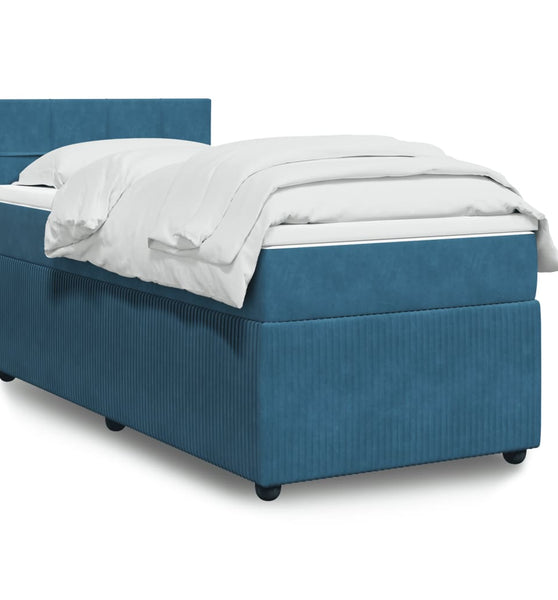 Boxspringbett mit Matratze Blau 80x200 cm Samt