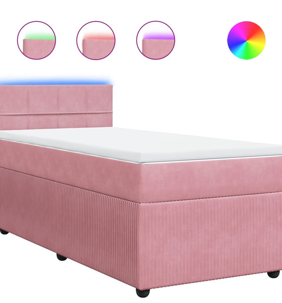 Boxspringbett mit Matratze Rosa 80x200 cm Samt
