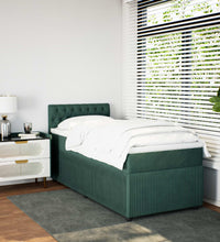 Boxspringbett mit Matratze Dunkelgrün 80x200 cm Samt