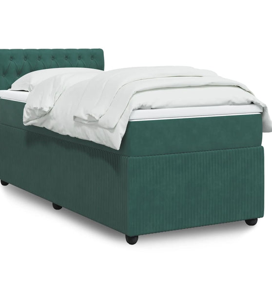 Boxspringbett mit Matratze Dunkelgrün 80x200 cm Samt