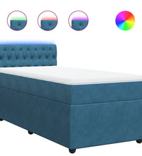 Boxspringbett mit Matratze Blau 80x200 cm Samt