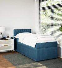 Boxspringbett mit Matratze Blau 80x200 cm Samt